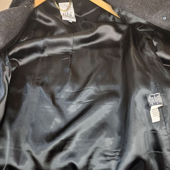 Tibi Pea Coat Fur Collar Funnel Neck Trench Y2K Academia Womens 0 S Wool Blend - Picture 10 of 16